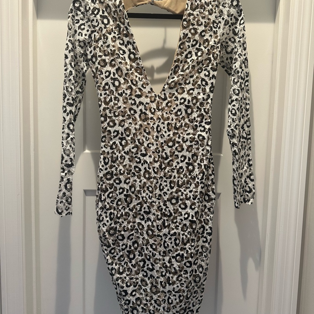Leopard Print Long Sleeve Dress